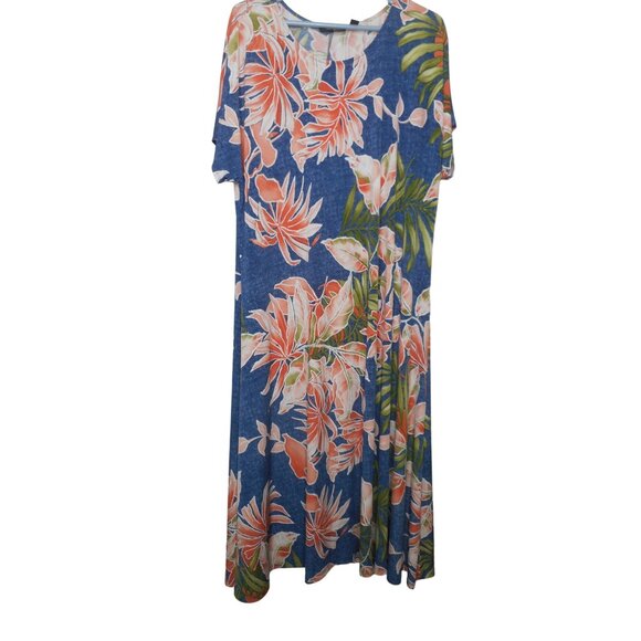 Attitudes by Renee QVC Sz 2XP Blue Orange Tropical Multicolor maxi dress - Picture 1 of 9